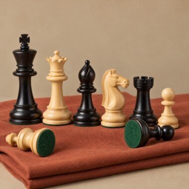 Staunton Club Chess Pieces — Weighted, 3.75" King — Afro Rook